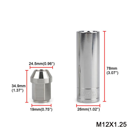 ya 5 8.10 20Pcs M12x1.25 Lug Nuts Wheel Nuts Lug Nuts 19mm Hex 35mm Tall Stainless Steel