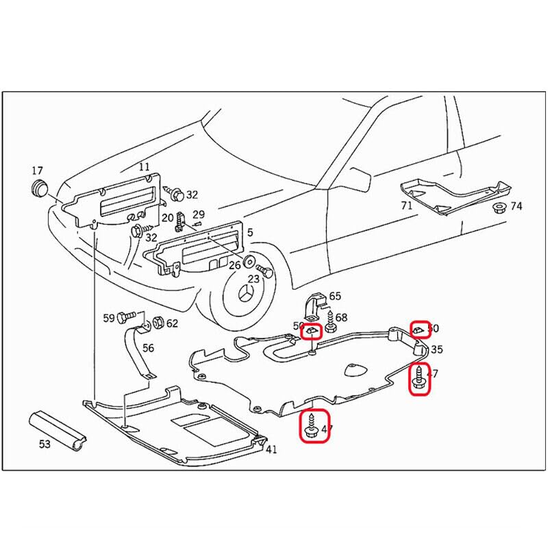 ya 4 8.8 Reflector Base Cover Fixing Bolt and Clip Set Suitable for Mercedes-Benz 2019900536 19949845