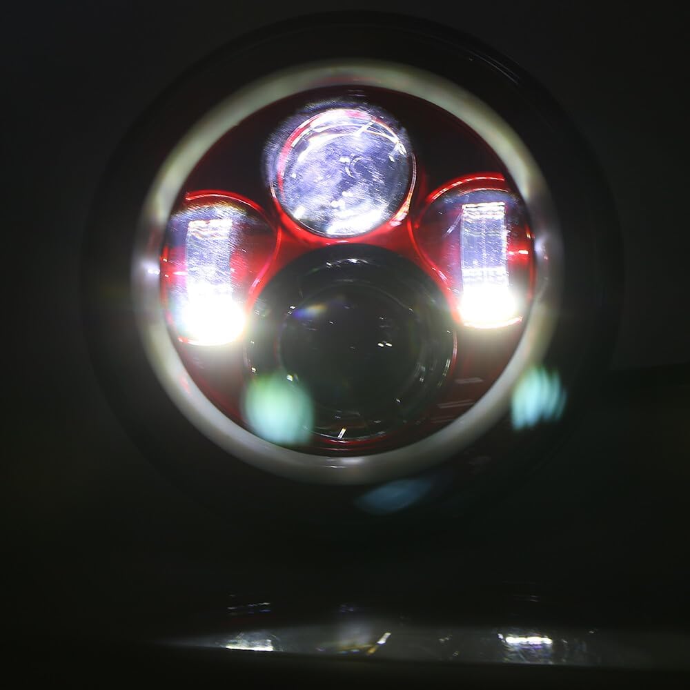 ya 4 8.14 7'' Zoll Haupt LED Scheinwerfer Orange Angel Eyes f¨¹r Harley for Jeep for Wrangler