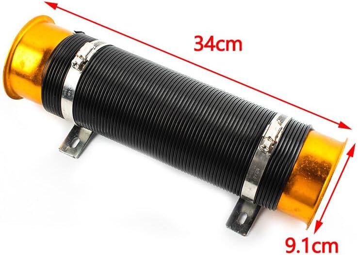 ya 10 9.16 baidi 3'' 76mm Flexible Car Cold Air Intake Hose Filter Pipe Telescopic Tube Gold