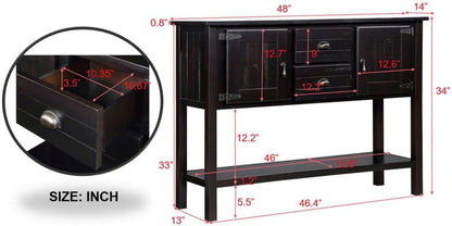 ya 28 10.13 baidi Solid Wood Sideboard Console Table 48'' - 2 Drawers/Cabinets, Shelf,Espress