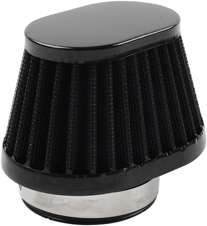 ya 5 8.10 55MM 2.17 Motorcycle Oval Air Intake Filter Cleaner Pod Washable Reusable Black