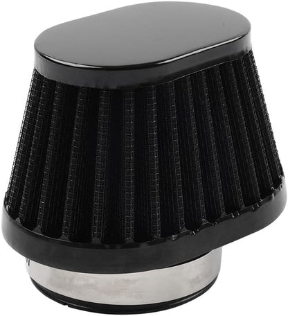 ya 5 8.10 55MM 2.17 Motorcycle Oval Air Intake Filter Cleaner Pod Washable Reusable Black