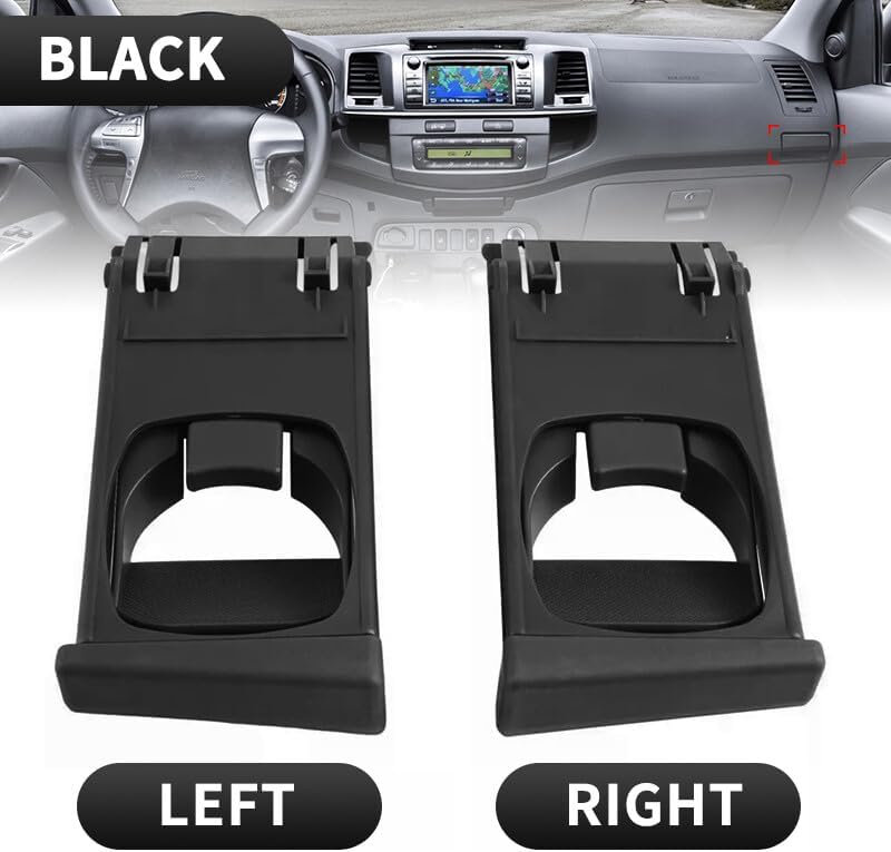 ya 6 8.24 baidi 2X Dashboard Cup Holder Black for Toyota Hilux Vigo SR Pickup Fortuner 2004-2015