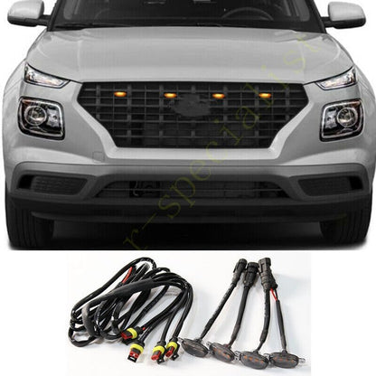 ya 7 8.24 baidi 4pcs for Hyundai Venue 2020-2021 Front Grille LED Light Raptor Style Smoky Trim