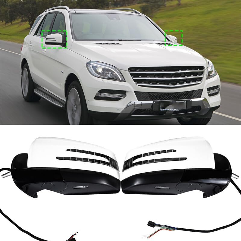 ya 11 9.14 baidiWhite Side Door Mirror 1 Pair for Mercedes-Benz M GL class ML63 ML350 2005-2011