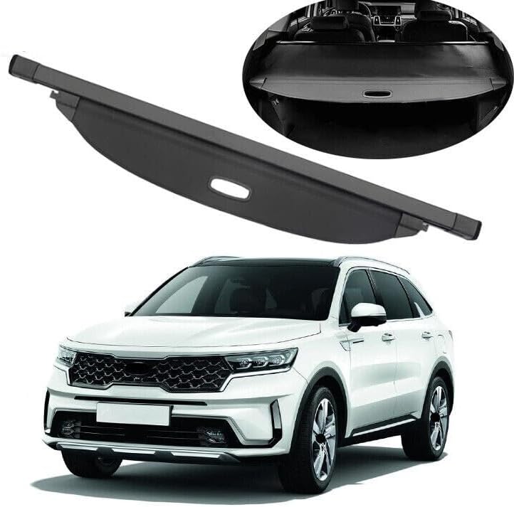 ya 2 8.15 for Kia for Sorento 2021-2022 Black Car Rear Trunk Canvas Cargo Luggage Shade Cover