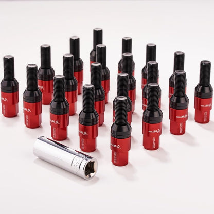 ya 10 9.16 baidi 20x M14x1.25 Wheel Lug Bolt 28mm Shank Cone for SEAT Stud for Most Aftermarket Red