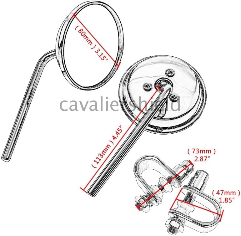 ya 13 9.15 baidi Motorcycle Black Rearview Round Mirrors 25mm Adapter Clamp for Harley Cafe Racer