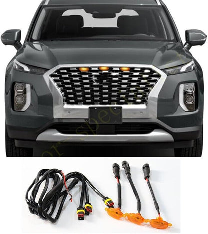 ya 14 9.20 zhengce 3*Front Grille LED Light Raptor Style Grill Cover for Hyundai Palisade 2018-1
