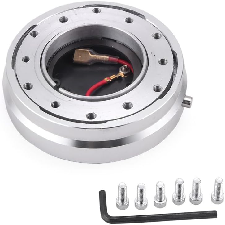 ya 12 10.8 baidi 6 Hole Steering Wheel Quick Release Hub Racing Adapter Snap Off Bolt Silver