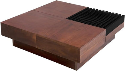 ya 28 10.13 baidi Italian Retro - Brown Inspired Acacia Wood Storage Coffee Table ,Easy Assem