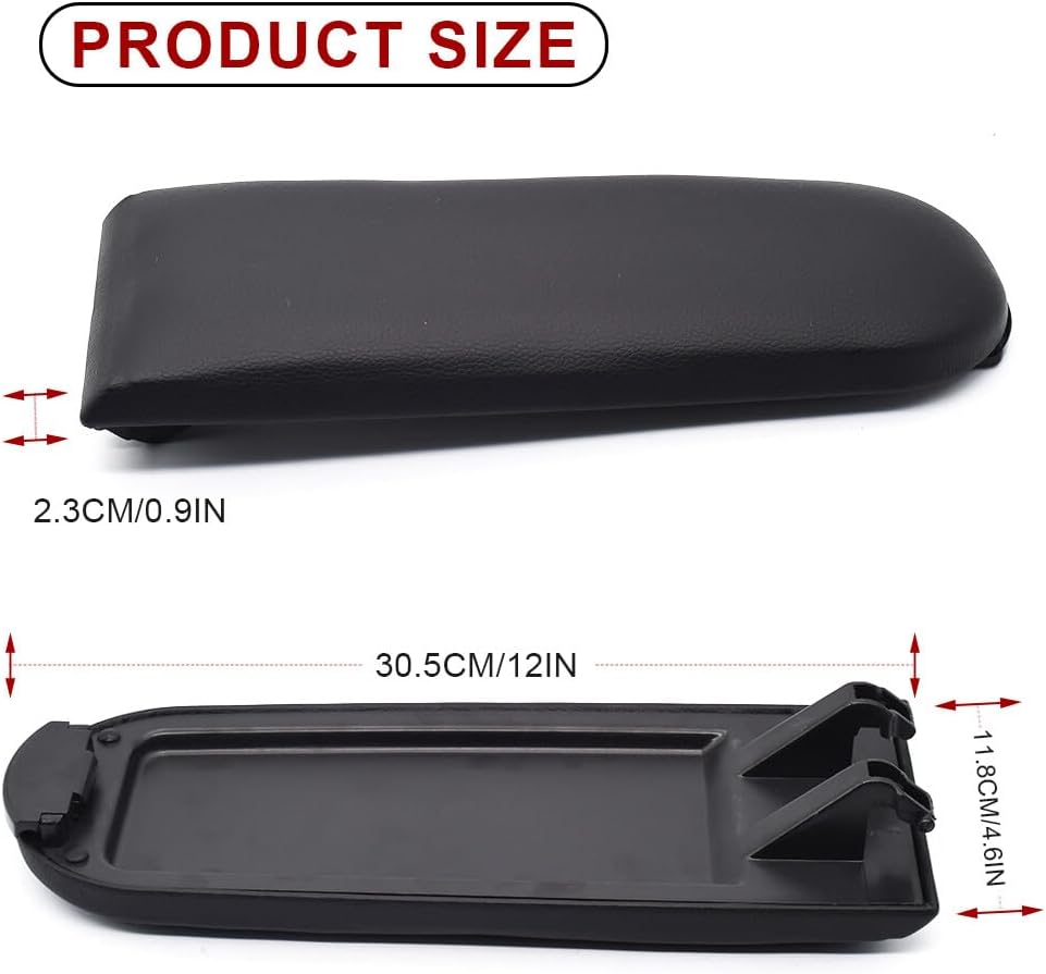 ya 4 8.14 for VW for Jetta Beetle 1999-2009 Black PU Leather Center Console Armrest Cover Lid