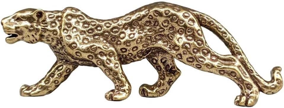ya 26 10.21 baidi Elegant Brass Leopard Statue Vinta Style Ornament Attracts Positive Energy
