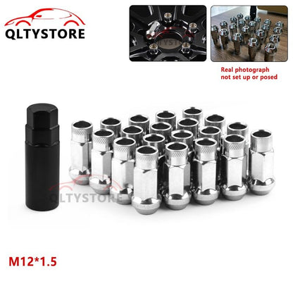 ya 10 9.16 baidi 20Pcs M12x1.5 Car 48mm Open End Lug Nut Set Steel Wheel Nut Bolt w/Socket Silver