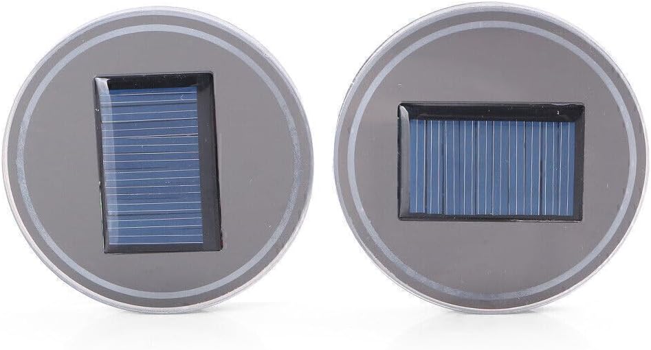 ya 9 10.24 2X Solar Cup Holder Bottom Pad LED Light Cover Interior Trim Decor Blue Light