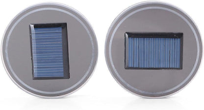 ya 9 10.24 2X Solar Cup Holder Bottom Pad LED Light Cover Interior Trim Decor Blue Light