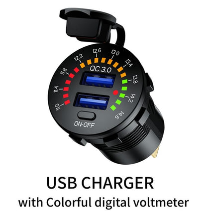 ya 6 8.24 baidi 12V/24V QC 3.0 Car for Charger Socket Dual USB Port Fast Charging with LED Voltmeter