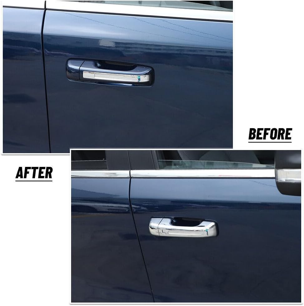 ya 5 8.10 Exterior Door Handle Cover Trim for Dodge for Ram 1500 2018-2021 Chrome High-Version