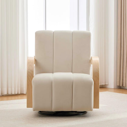 ya 28 10.13 baidi 30.7W Beige Modern Accent - 360¡ã Swivel, Solid Wood Armrests for Bedroom