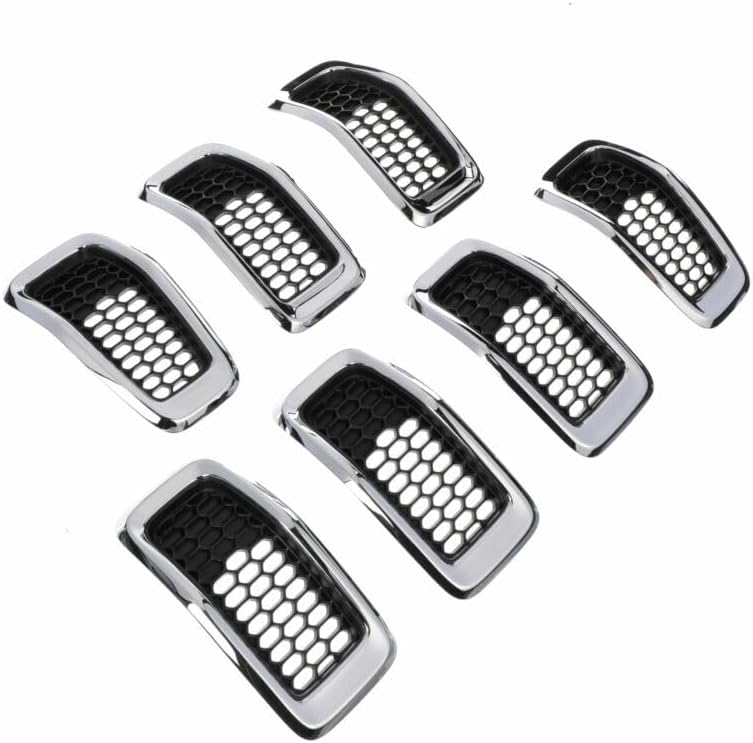 ya 2 8.15 7-piece Front Grille Insertion kit Chrome Black Suitable for 2014-2018 for Jeep Cherokee O