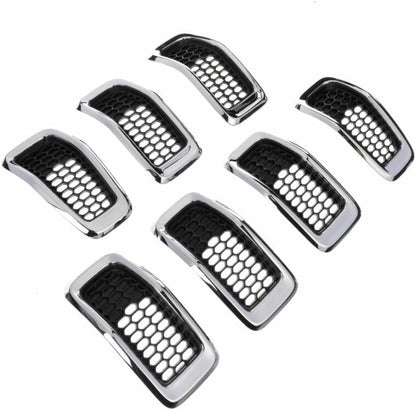 ya 2 8.15 7-piece Front Grille Insertion kit Chrome Black Suitable for 2014-2018 for Jeep Cherokee O