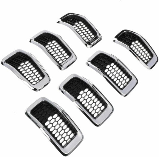 ya 2 8.15 7-piece Front Grille Insertion kit Chrome Black Suitable for 2014-2018 for Jeep Cherokee O