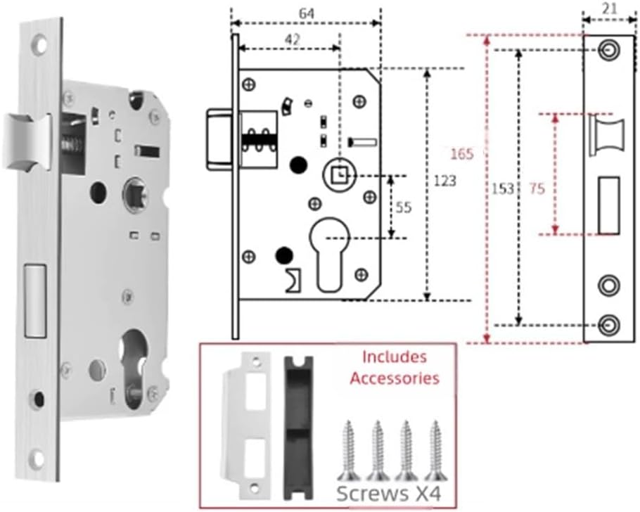 ya 26 10.21 baidi Silver Light Spring Door Lock Body for Bedroom Door Security and Safety