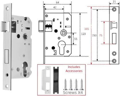 ya 26 10.21 baidi Silver Light Spring Door Lock Body for Bedroom Door Security and Safety