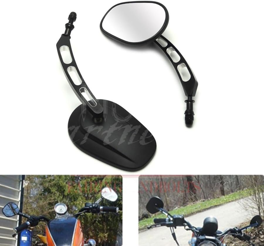 ya 2 8.15 Black Edge Cut Rearview Mirror for Harley Sportster Softail Touring Dyna Glide