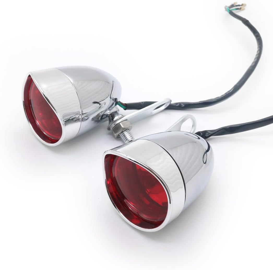 ya 6 8.14 Chrome Bullet Tail Brake Light W/Rear Shock Bracket Cafe Racer Bobber Chopper