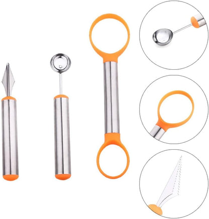 ya 14 9.20 baidi 3 Pcs/set Fruit Cutting Tools Melon Baller Scoop Scooper and Carving-1