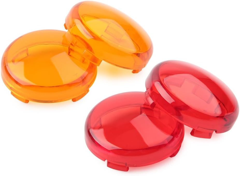 ya 13 9.15 baidi Turn Signal Light Cover Guard Amber+Red for Harley Touring Softail Dyna Fatboy