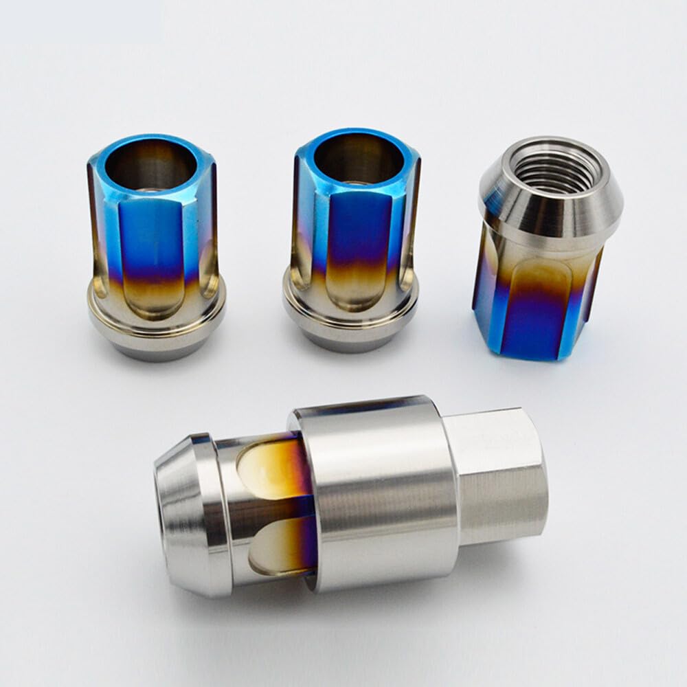ya 5 8.10 Open Ended Wheel Locking Anti Theft Bolt M12 Titanium Alloy Set (4 Bolts+1 Key)