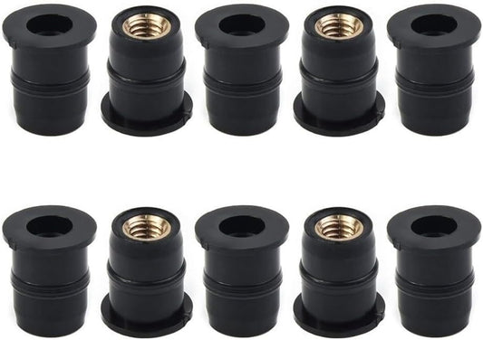 ya 2 8.15 10PCS M5 Rubber Nut 5mm Metric Motorcycle Windscreen Well Nut Wellnuts Brass Nut