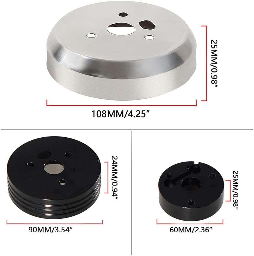 ya 4 8.8.2 Sl&Blk Steering Wheel Polishe Hub Adapter 5&6 Hole Flaming River Ididit GM for Chevy