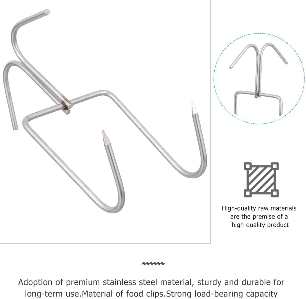 ya 14 9.20 baidi 4PCS Stainless Steel Hooks Thicken Meat Hooks Home Double Row BBQ Hooks-1