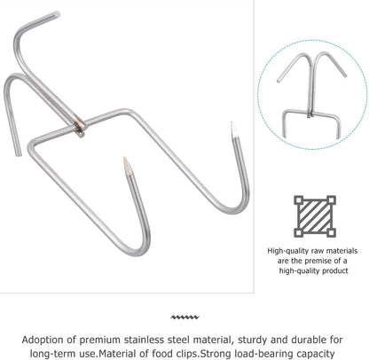 ya 14 9.20 baidi 4PCS Stainless Steel Hooks Thicken Meat Hooks Home Double Row BBQ Hooks-1