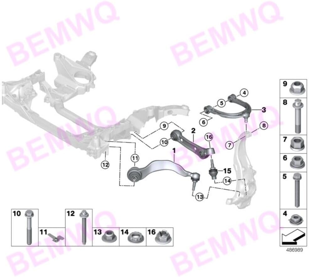 ya 5 8.10 2 Pieces Front Upper Control Arm Kit for BMW G11 G12 740i 750i M760i xDrive 31106868530