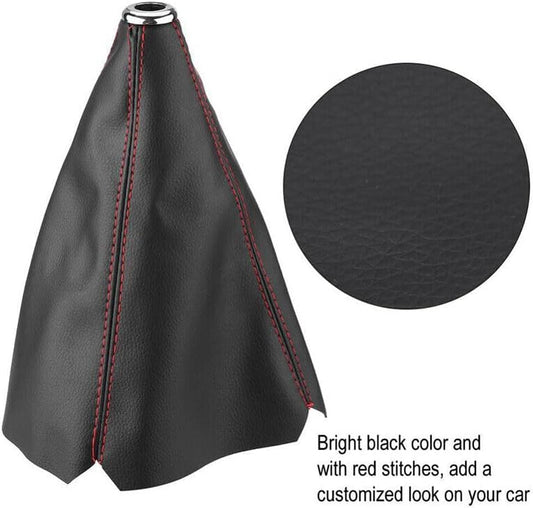 ya 4 8.14 Red Stitch Leather for Manual Shift Boot+R-T Black 5-Speed Shifter Knob for Honda