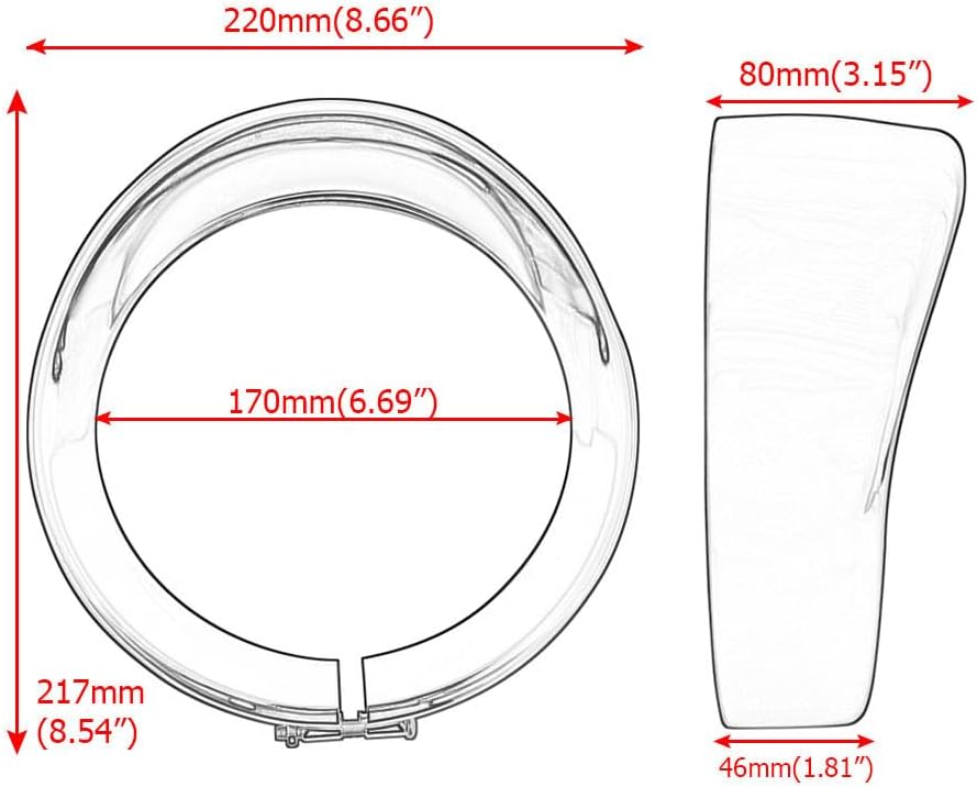 ya 6 8.14 Motorcycle headlight sunshade style decorative ring 7 inches suitable for Harley Touring soft tail black
