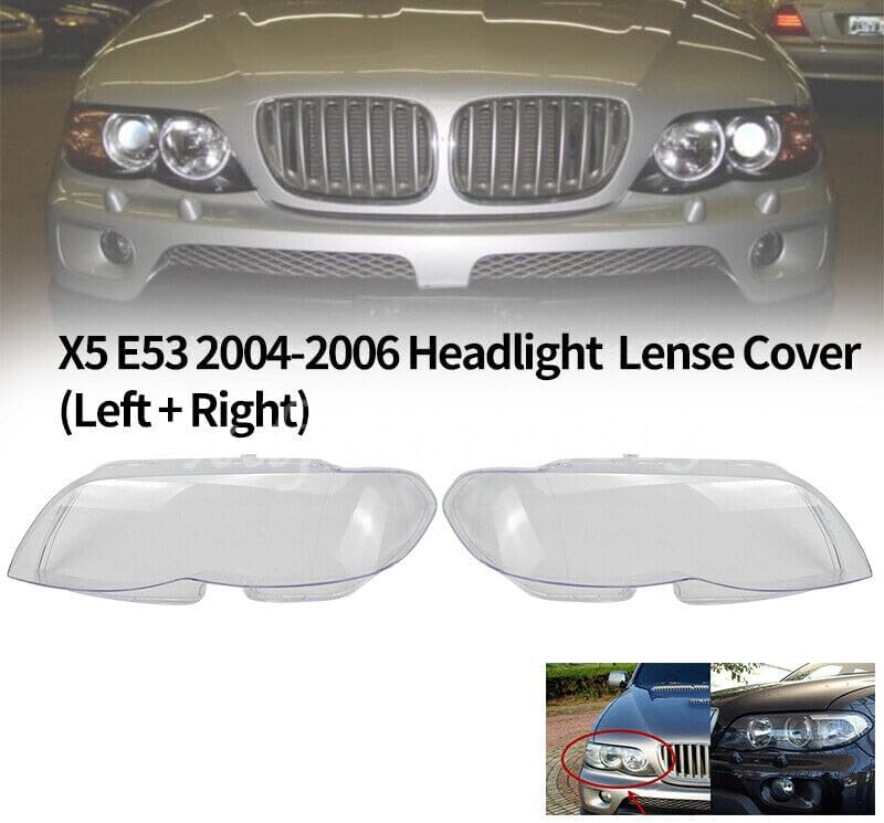 ya 6 8.24 baidi Left&Right Headlamp Headlight Cover Lens Plastic Shell for BMW for X5 E53 2004-2006