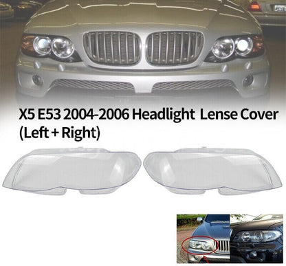 ya 6 8.24 baidi Left&Right Headlamp Headlight Cover Lens Plastic Shell for BMW for X5 E53 2004-2006