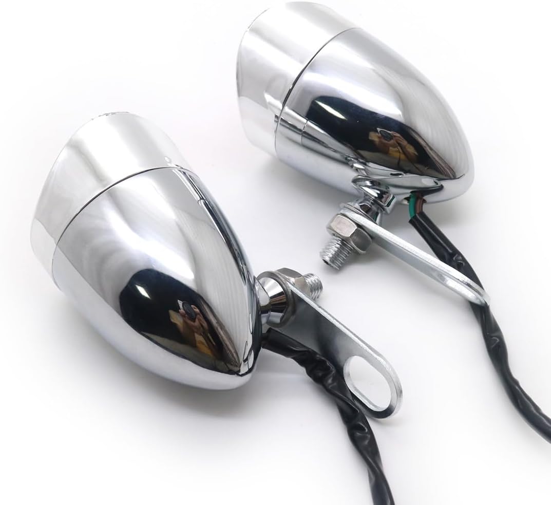 ya 6 8.14 Chrome Bullet Tail Brake Light W/Rear Shock Bracket Cafe Racer Bobber Chopper