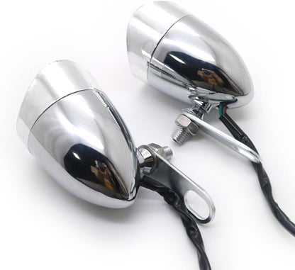 ya 6 8.14 Chrome Bullet Tail Brake Light W/Rear Shock Bracket Cafe Racer Bobber Chopper