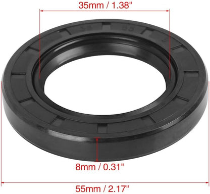 ya 4 8.8.2 35mm x 55mm x 8mm Black Rubber Cover Double Lip TC Oil Shaft Seal