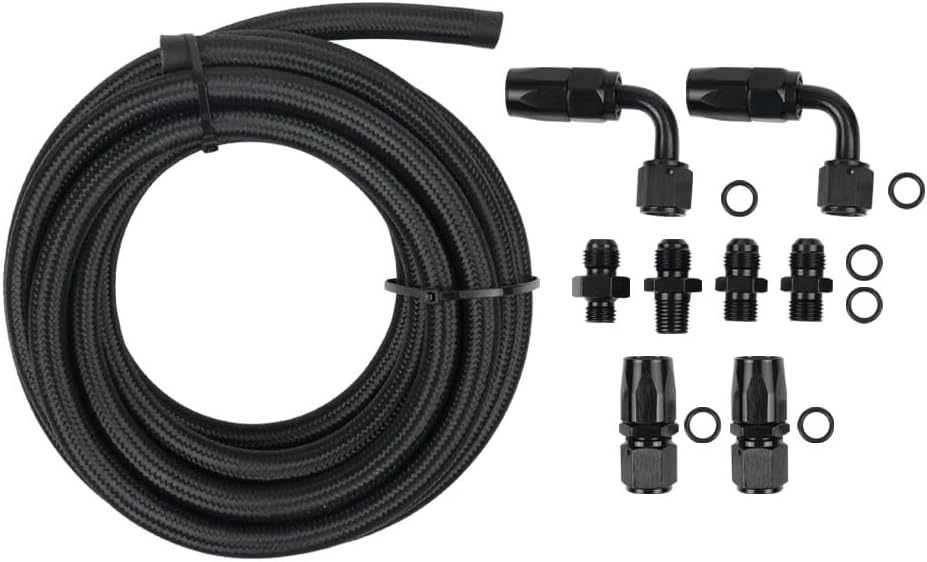 ya 10 9.16 baidi Automatic Transmission Cooler Line Kit 6AN Hose Line Kit Fit For 4L60E 4L65E Blk