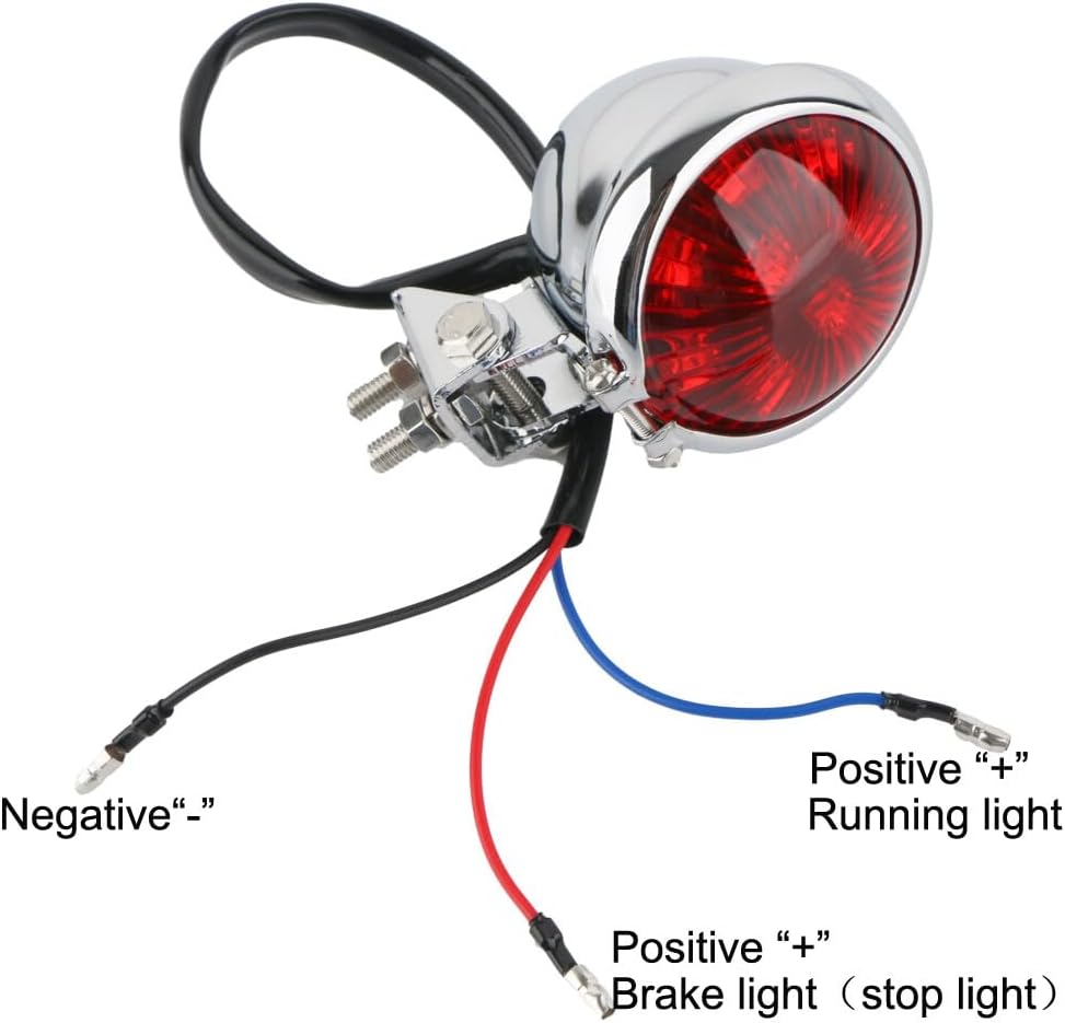 ya 4 8.14 Motorrad LED Rund R¨¹cklicht Bremsleuchte Chrome Rot f¨¹r Harley Chopper Bobber