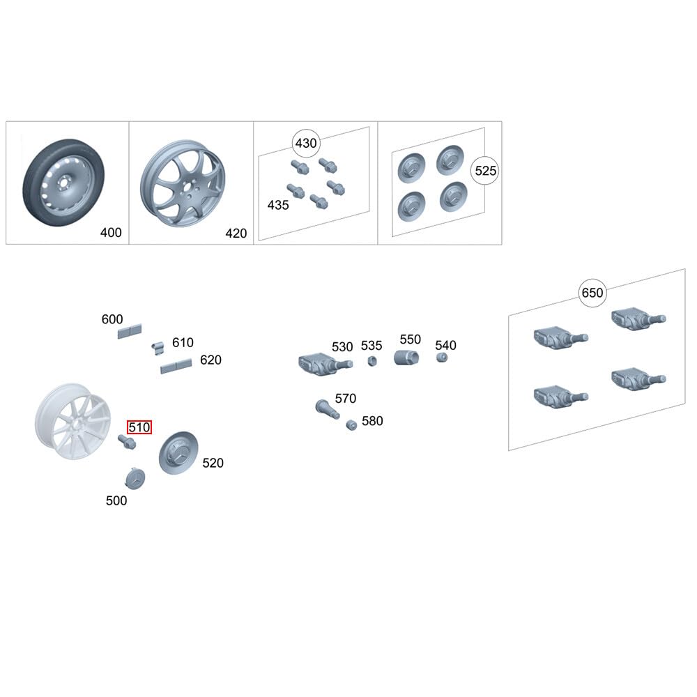 ya 5 8.10 Wheel Lug Bolt and nut 5-piece Set Suitable for Mercedes-Benz ML350 S500 GLK350 S550 CL500 GL450