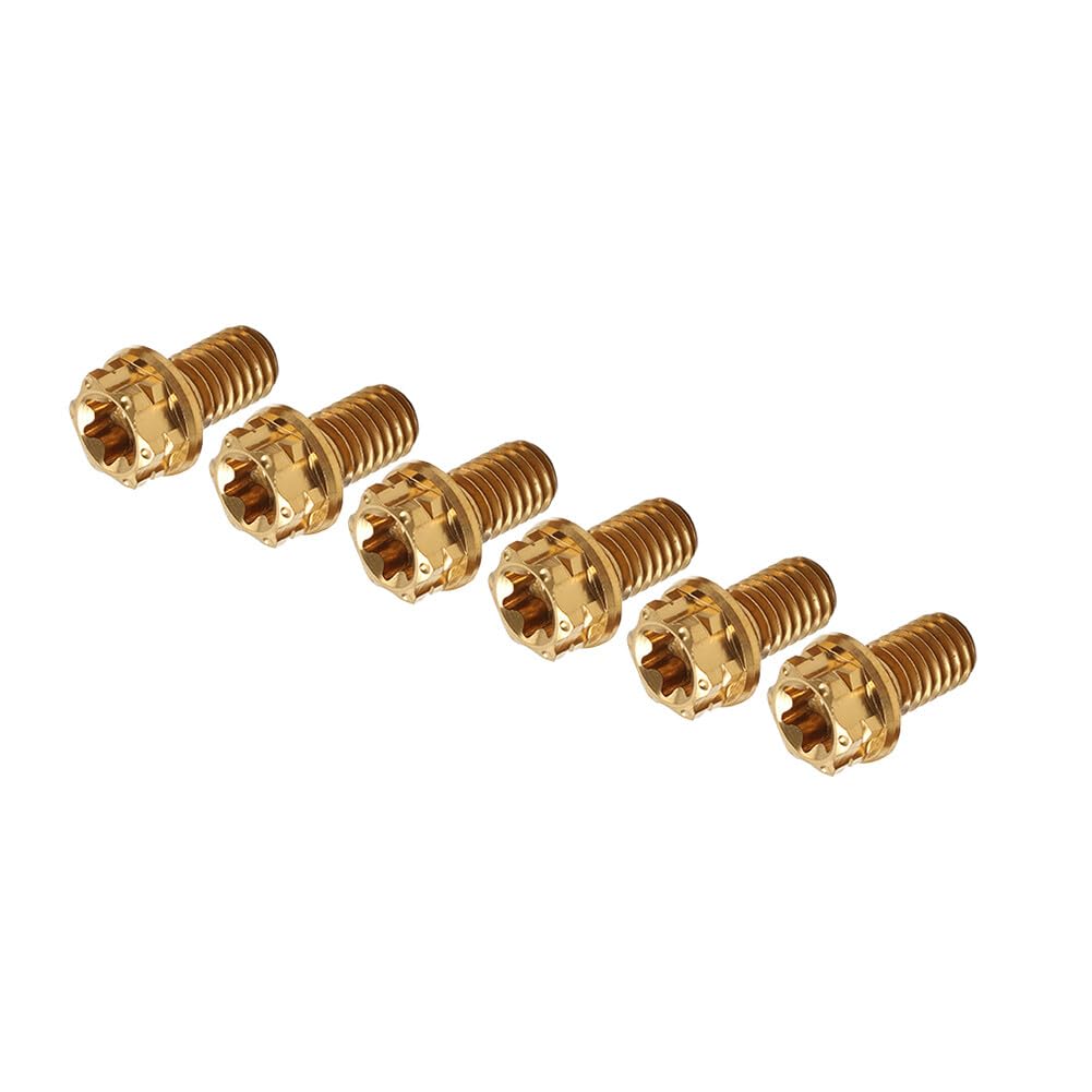 ya 9 10.24 6pcs Bolts Torx Head Flange Screws M6x15mm for Motorcycle Bicycle Gold